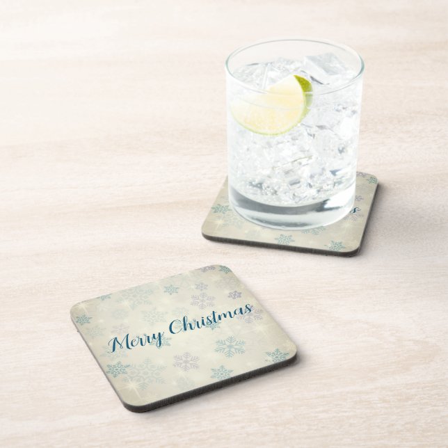 Amazing Blue Christmas Snowflake  Beverage Coaster (Right Side)