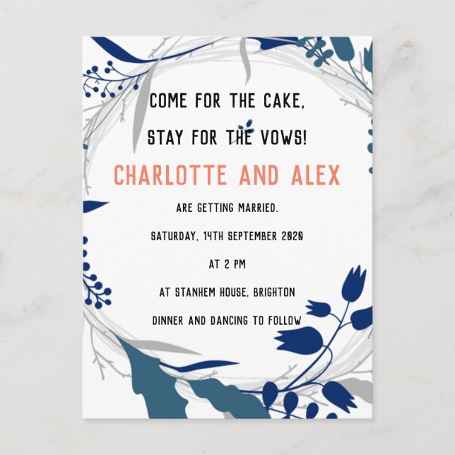 Amazing blue Geometric Dinner Invitation Postcard (Front)