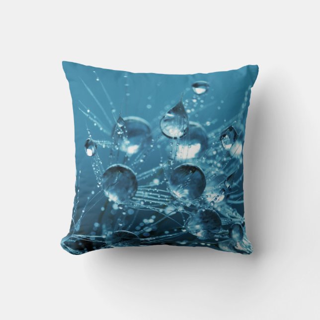 Amazing Blue Water Drop Throw Pillow (Front)