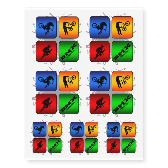 Amazing BMX Urban Style Temporary Tattoos (Front)