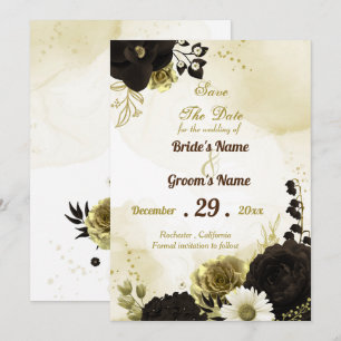 Amazing brown ivory gold flowers save the date
