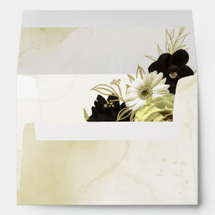 Amazing brown ivory gold flowers wedding envelope