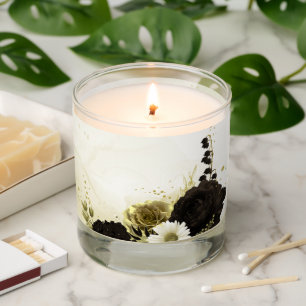Amazing brown ivory gold flowers wedding scented candle