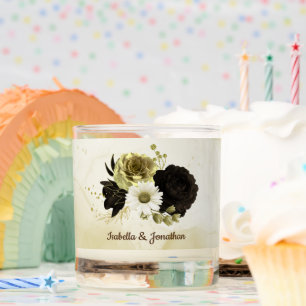 Amazing brown ivory gold flowers wedding scented candle