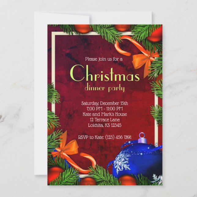 Amazing Christmas Dinner Party Invitation (Front)
