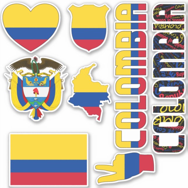 Amazing Colombia Shapes National Symbols Sticker (Front)