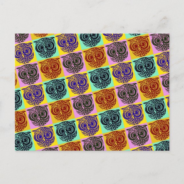 amazing color owl pattern postcard (Front)