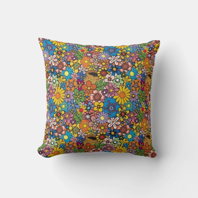 amazing colored flowers throw pillow (Front)