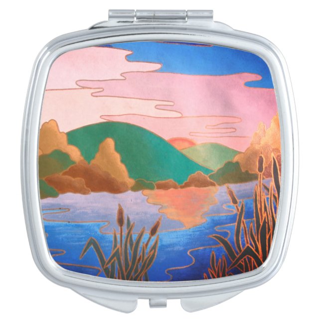 amazing colorful contempory abstract landscape compact mirror (Front)