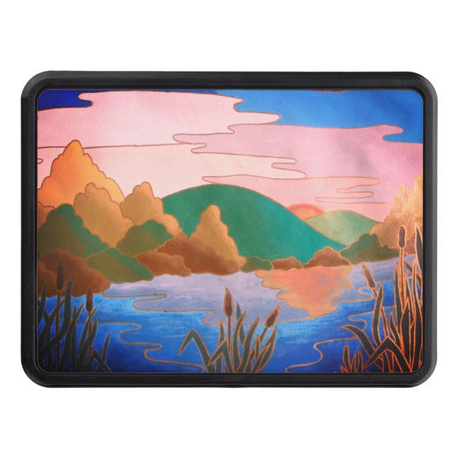 amazing colorful contempory abstract landscape hitch cover (Front)