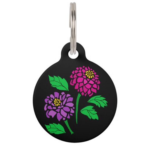 Amazing Colorful Dahlia Flowers Abstract Pet ID Tag