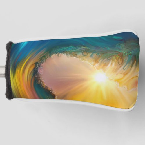Amazing colorful tropical wave at sunset golf head cover