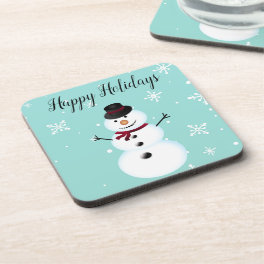 Amazing, Cool, Blue Christmas Snowman Beverage Coaster