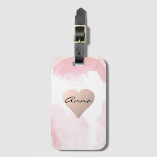 Amazing, Cool, Pink Heart Luggage Tag