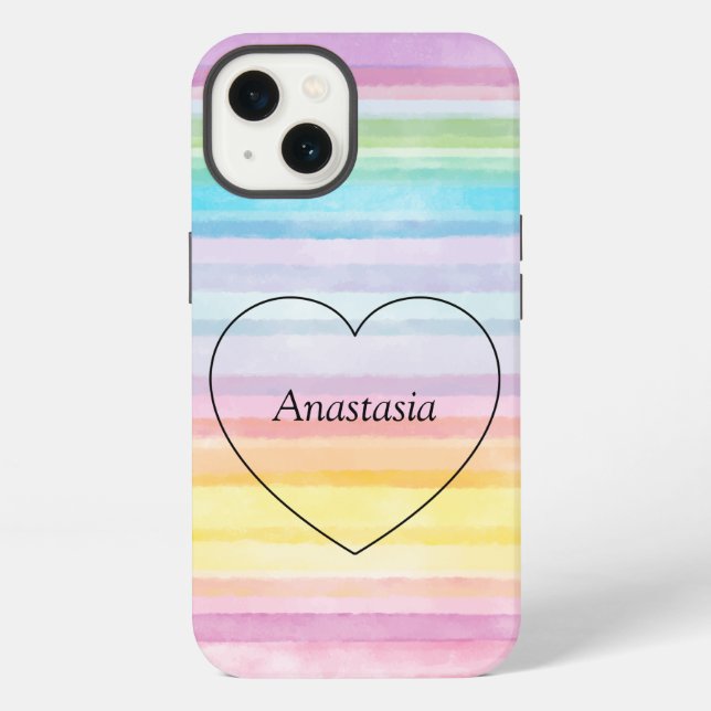 Amazing, Cool, Rainbow Heart Iphone Case (Back)