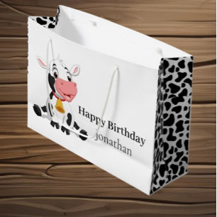 Amazing Cow Birthday Large Gift Bag