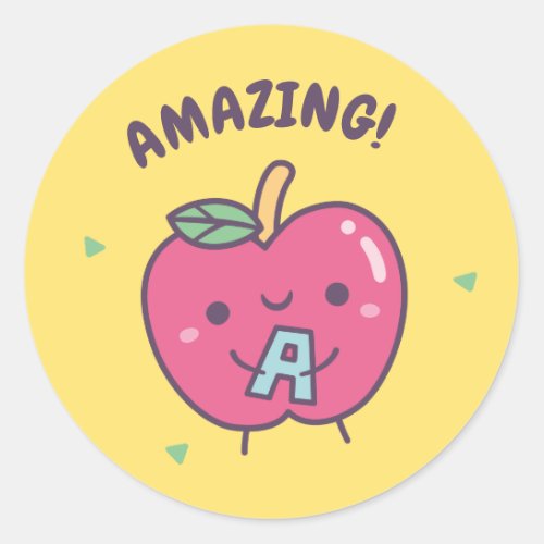 Amazing Cute Red Apple Positive Reward Classic Round Sticker