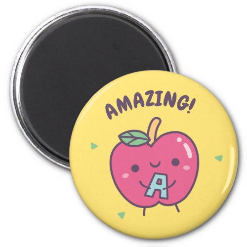 Amazing Cute Red Apple With Alphabet A Motivation Magnet