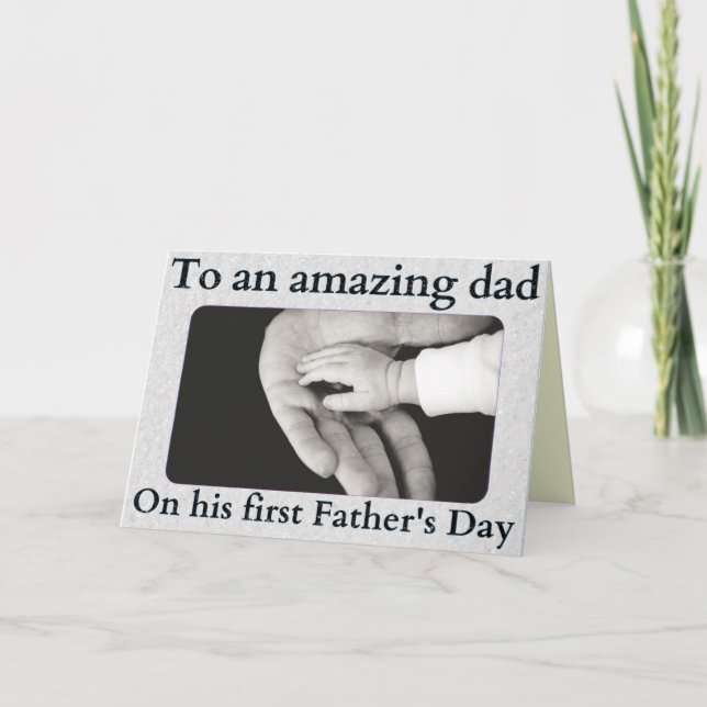 Amazing Dad First Father's Day Photo Glitter Card (Front)