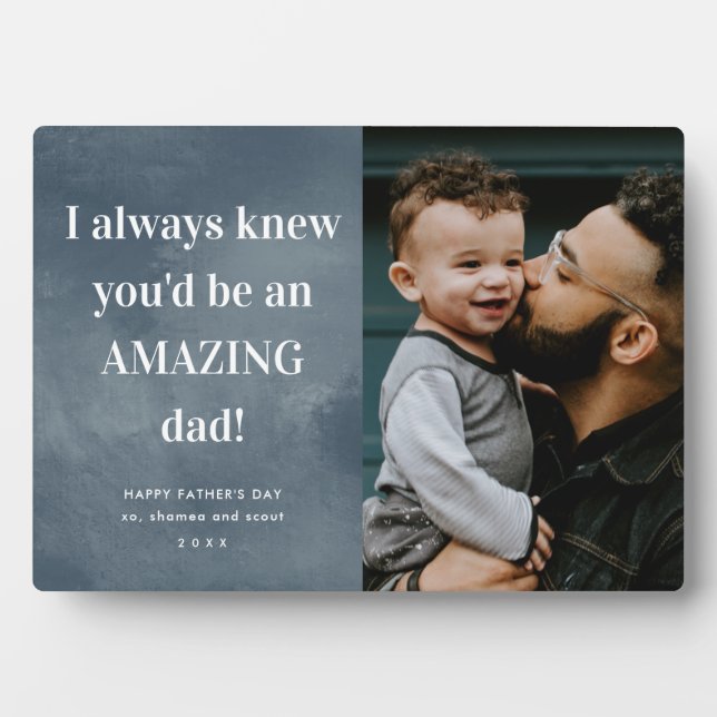 Amazing dad photo Father's Day Card Plaque (Front)