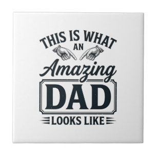 Amazing Dad Vintage Engraving Typography Design_1 Ceramic Tile