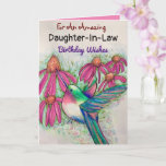 Amazing Daughter-In-Law Birthday Hummingbird Card<br><div class="desc">Your amazing daughter-in-law will be delighted with a happy hummingbird birthday wishes card created from my original watercolor painting,  Bright pink coneflowers add a pretty garden image to the tiny beautiful bird.</div>