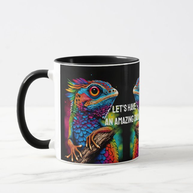 Amazing Day Be Wild Rainbow Lizard Gecko  Mug (Left)