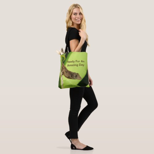 Amazing Day Tropical Brown Gecko Positivity Tote Bag