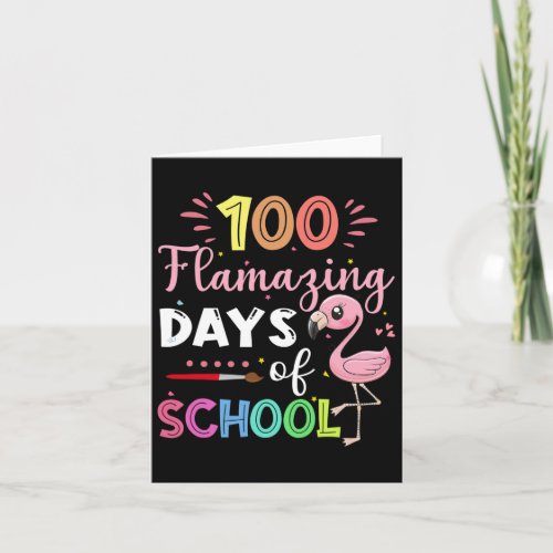 Amazing Days Of School Cute Flamingo Student Teach Card