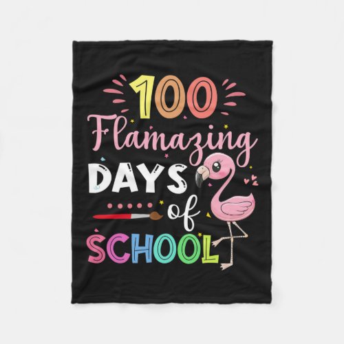 Amazing Days Of School Cute Flamingo Student Teach Fleece Blanket