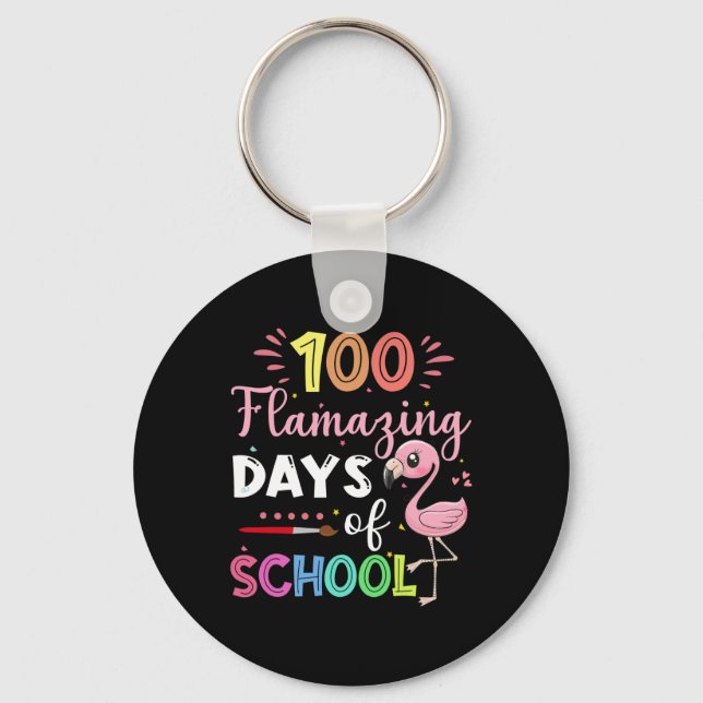Amazing Days Of School Cute Flamingo Student Teach Keychain (Front)