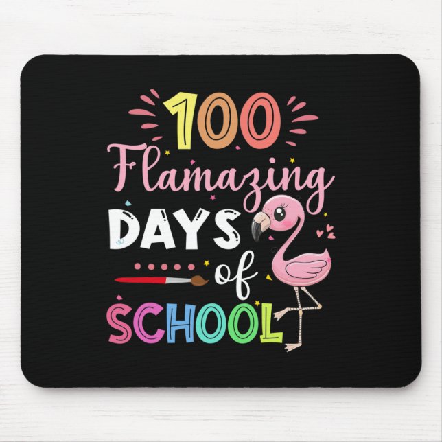 Amazing Days Of School Cute Flamingo Student Teach Mouse Pad (Front)