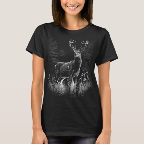 amazing deer in nature draw T_Shirt