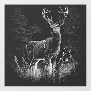 amazing deer in nature draw wall decal 