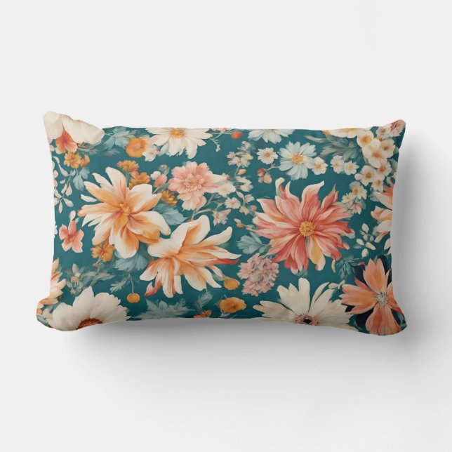 Amazing Delicate Flowers Lumbar Pillow (Front)