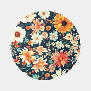 Amazing Delicate White and Lush Red Orange Flowers Outdoor Rug