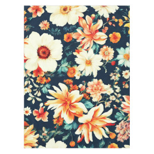 Amazing Delicate White and Lush Red Orange Flowers Tablecloth