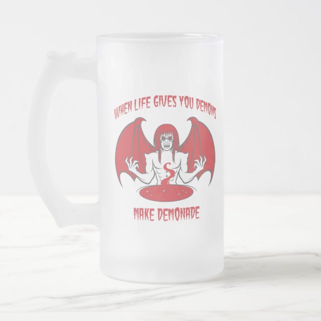 Amazing Demon Boy Demonade Frosted Glass Beer Mug (Left)
