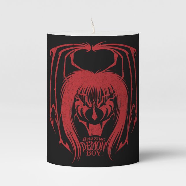 Amazing Demon Boy Halloween 2021 Red Pillar Candle (Front)