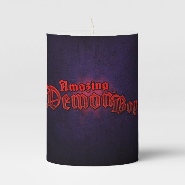 Amazing Demon Boy Logo Pillar Candle (Front)