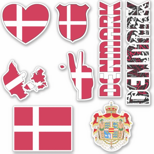 Amazing Denmark Shapes National Symbols Sticker (Front)