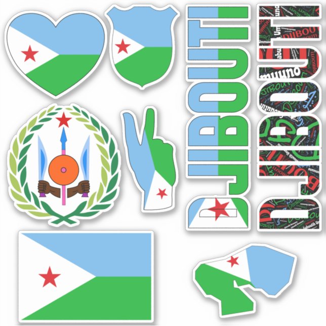 Amazing Djibouti Shapes National Symbols Sticker (Front)