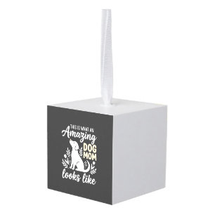 Amazing Dog Mom Floral Dog Lover Cube Ornament