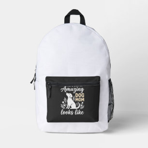 Amazing Dog Mom Floral Dog Lover Printed Backpack