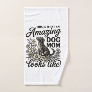 Amazing Dog Mom Vintage Floral Dog Lover Design_1 Hand Towel