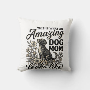 Amazing Dog Mom Vintage Floral Dog Lover Design_1 Throw Pillow