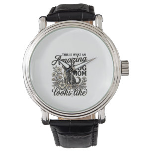Amazing Dog Mom Vintage Floral Dog Lover Design_1 Watch