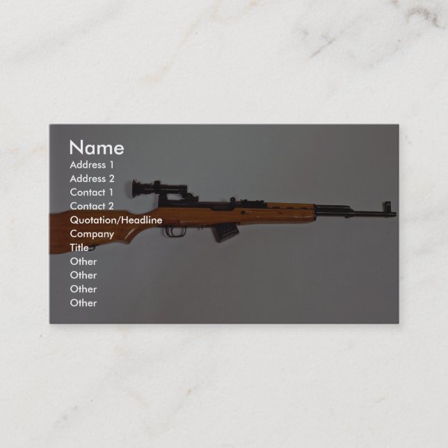 Amazing eastern block rifle business card (Front)
