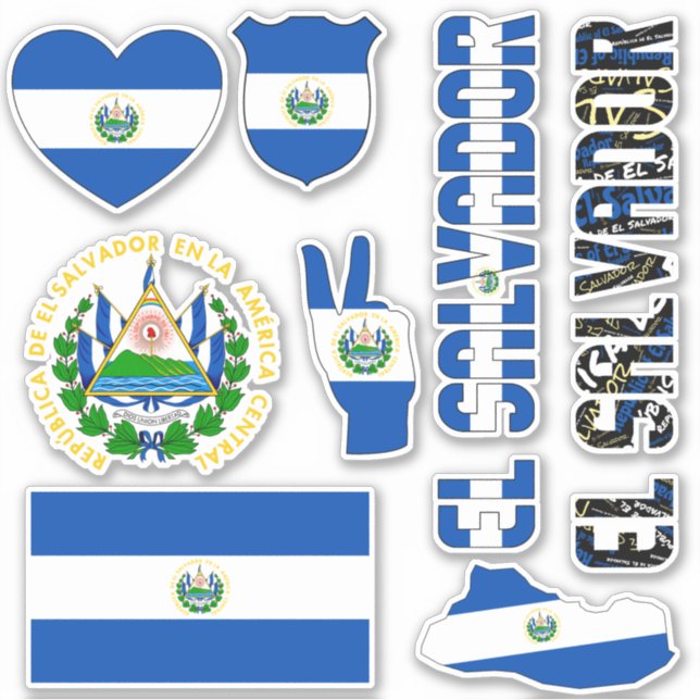 Amazing El Salvador Shapes National Symbols Sticker (Front)
