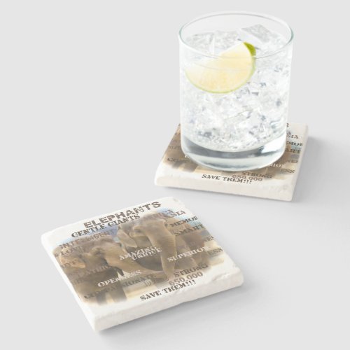 Amazing Elephants Marble Stone Coaster